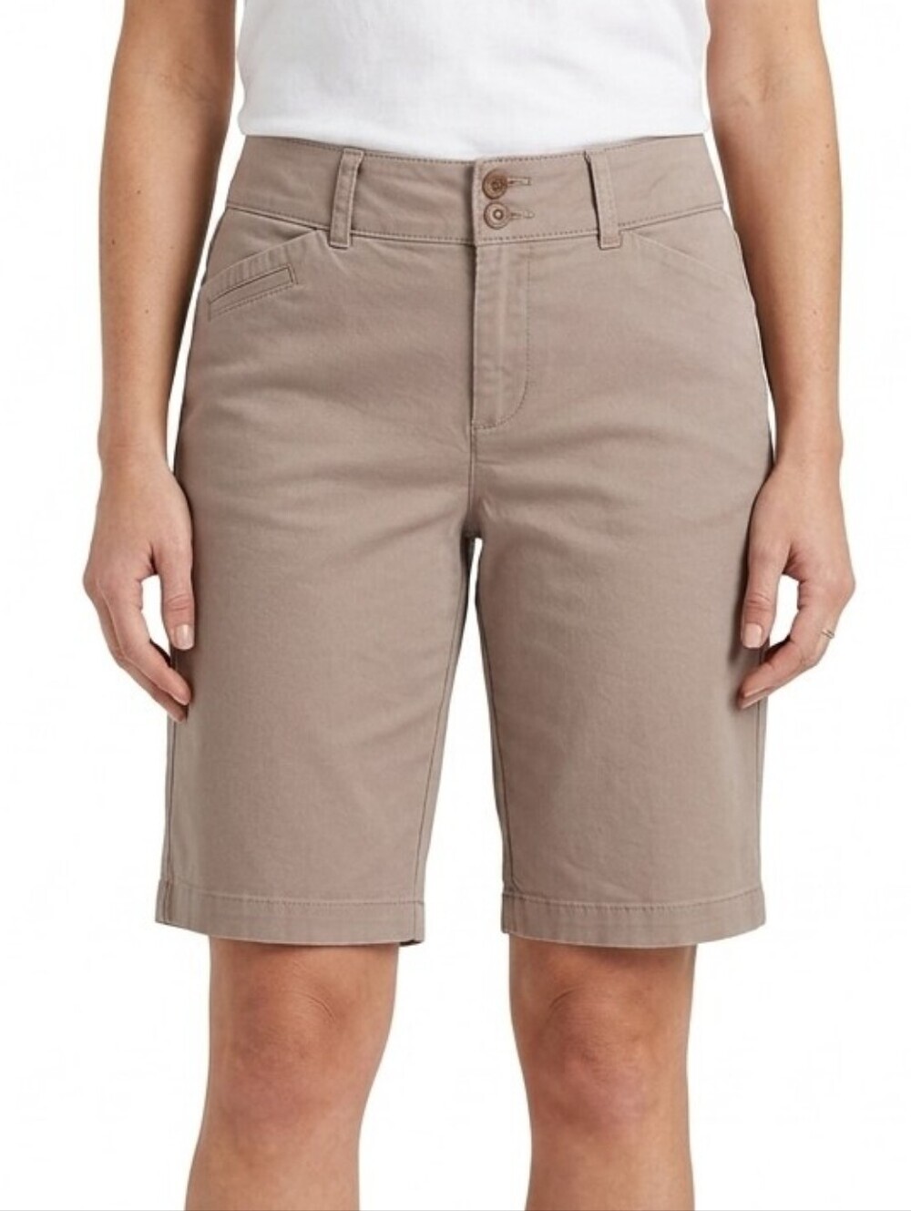Dockers Tan Flat Front Shorts Classic Style Size 8 Women's